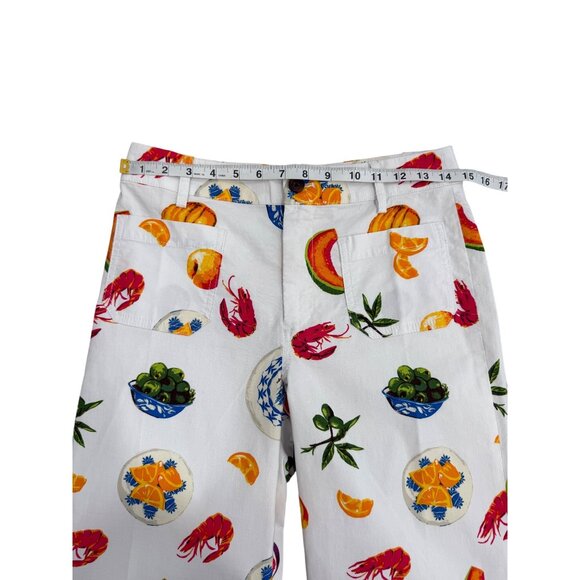 J. Crew Lizzie High-Rise Wide-Leg Pants Fruit & Crawfish Print Women Size 26 NEW - Picture 5 of 7